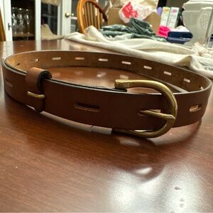 Madewell Backcountry Belt Womens XS Brown Genuine Leather  Brass Buckle Preppy